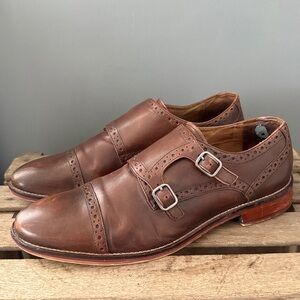 Johnston & Murphy 'Conard' Burnished Leather‎ Double Monk Strap Size 11.5 A25